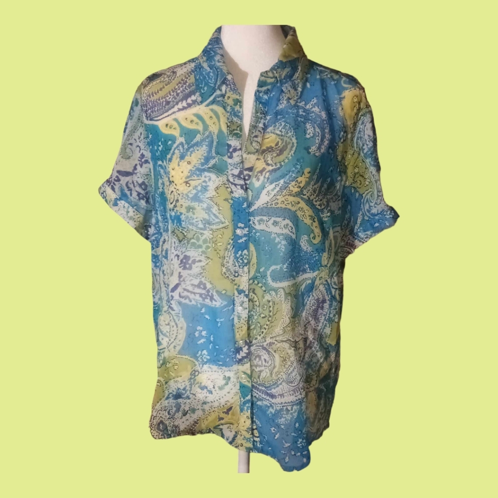 Joanna sheer button down xlarge